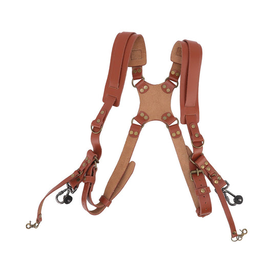 Dual Shoulder Leather Harness Comfortable Camera Strap Accessories for 2 Cameras Brown V1294-YM0523-3117220079611