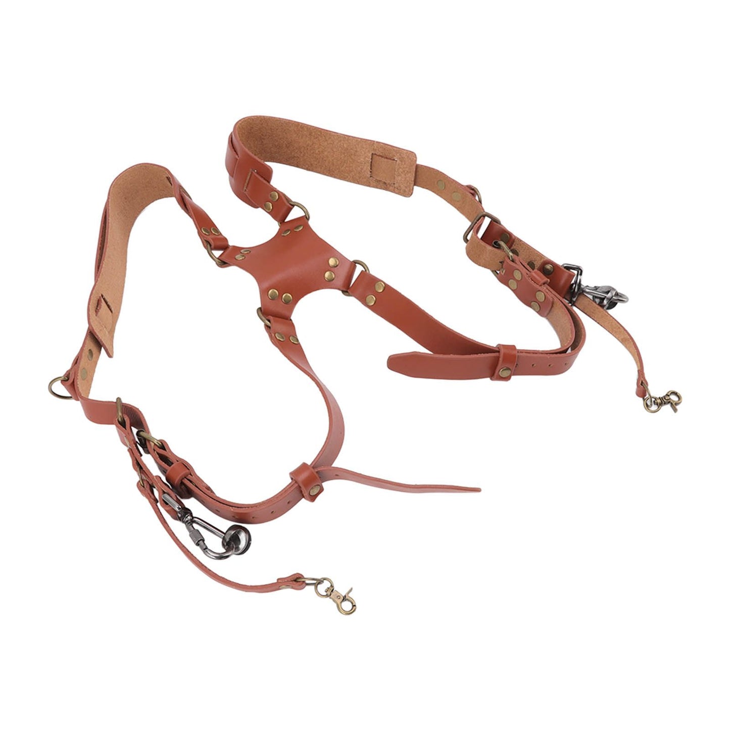 Dual Shoulder Leather Harness Comfortable Camera Strap Accessories for 2 Cameras Brown V1294-YM0523-3117220079611