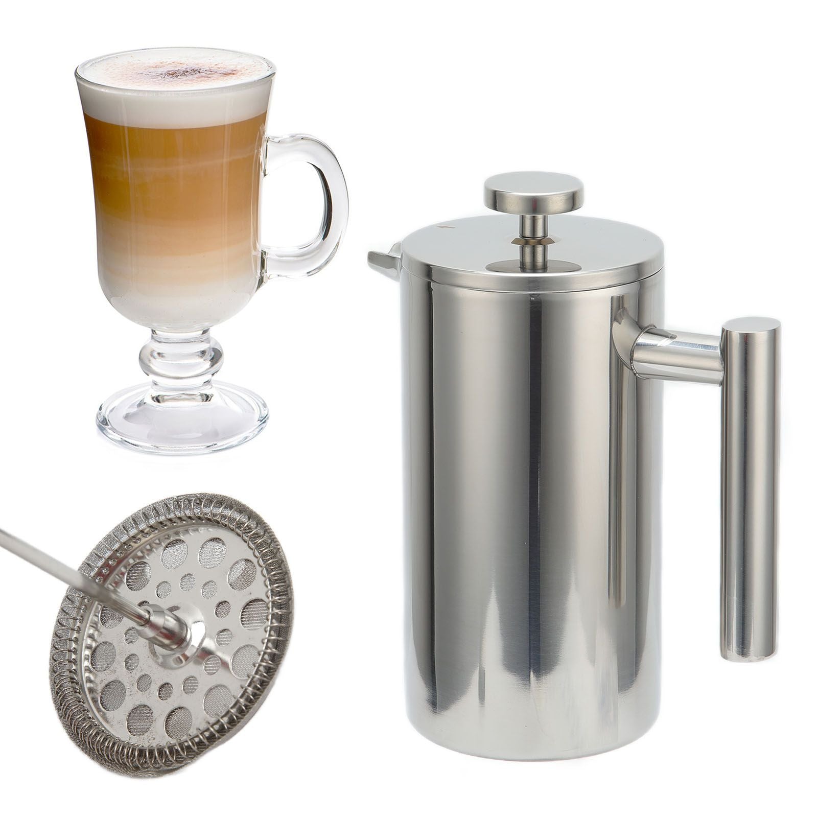 1000ML French Press Stainless Steel Coffee Pot Hand Brewed Coffee Tea Maker for Home V1294-YM0523-3118210239111