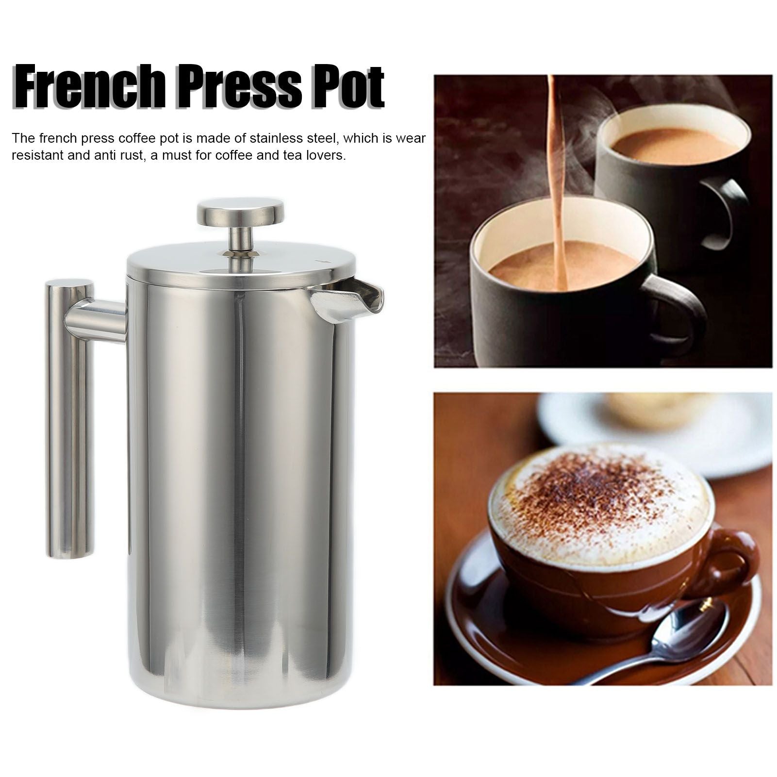 1000ML French Press Stainless Steel Coffee Pot Hand Brewed Coffee Tea Maker for Home V1294-YM0523-3118210239111