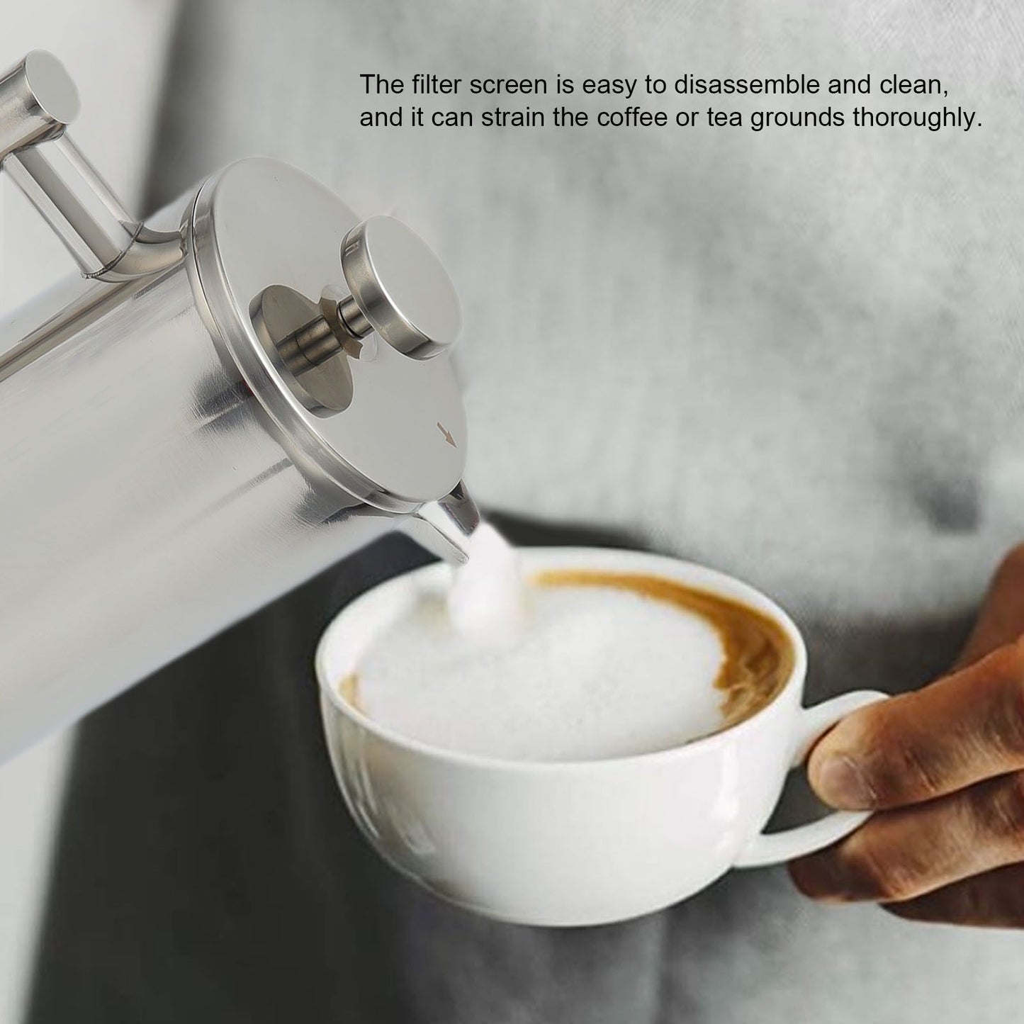 1000ML French Press Stainless Steel Coffee Pot Hand Brewed Coffee Tea Maker for Home V1294-YM0523-3118210239111