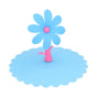 Silicone Lid Dustproof Hot and Cold Beverage Cup Cover with Flower Shape Handle for Kitchen HomeBlue V1294-YM0523-3118210244012