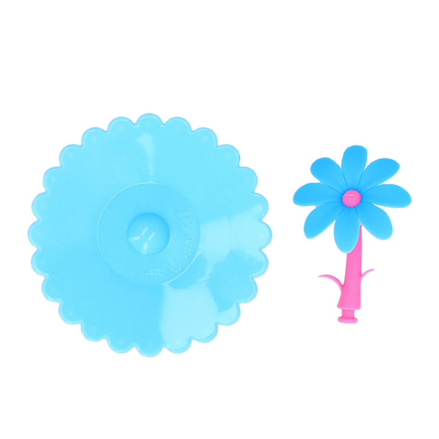 Silicone Lid Dustproof Hot and Cold Beverage Cup Cover with Flower Shape Handle for Kitchen HomeBlue V1294-YM0523-3118210244012