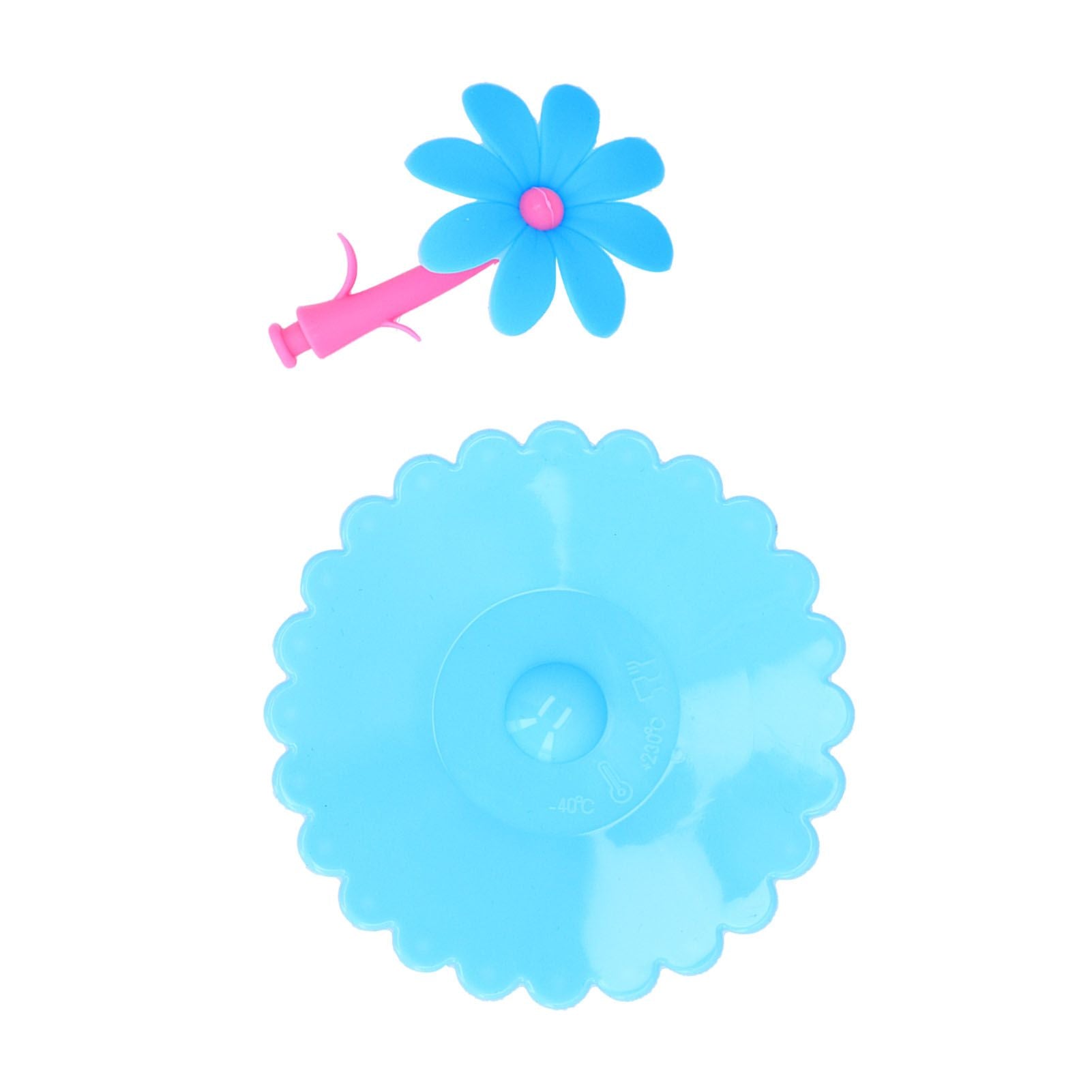 Silicone Lid Dustproof Hot and Cold Beverage Cup Cover with Flower Shape Handle for Kitchen HomeBlue V1294-YM0523-3118210244012