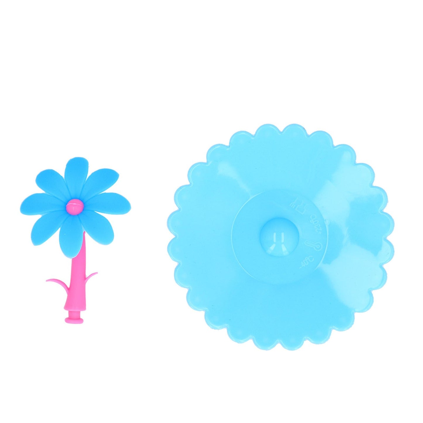 Silicone Lid Dustproof Hot and Cold Beverage Cup Cover with Flower Shape Handle for Kitchen HomeBlue V1294-YM0523-3118210244012