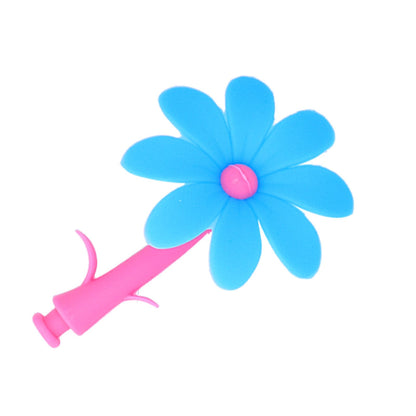 Silicone Lid Dustproof Hot and Cold Beverage Cup Cover with Flower Shape Handle for Kitchen HomeBlue V1294-YM0523-3118210244012
