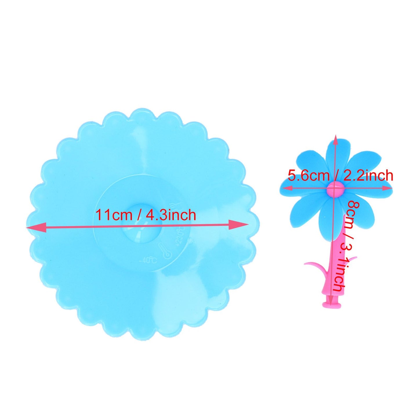 Silicone Lid Dustproof Hot and Cold Beverage Cup Cover with Flower Shape Handle for Kitchen HomeBlue V1294-YM0523-3118210244012