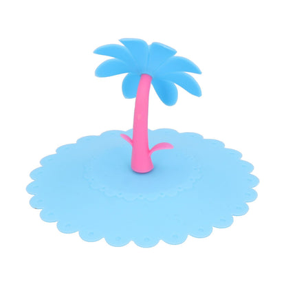 Silicone Lid Dustproof Hot and Cold Beverage Cup Cover with Flower Shape Handle for Kitchen HomeBlue V1294-YM0523-3118210244012