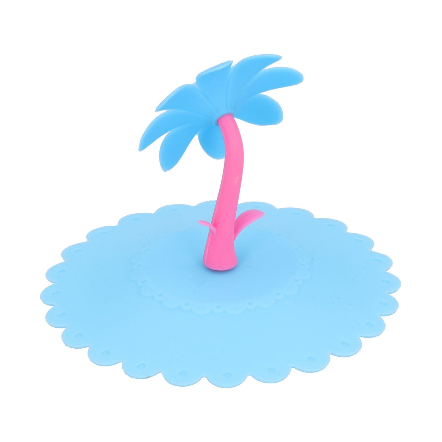 Silicone Lid Dustproof Hot and Cold Beverage Cup Cover with Flower Shape Handle for Kitchen HomeBlue V1294-YM0523-3118210244012