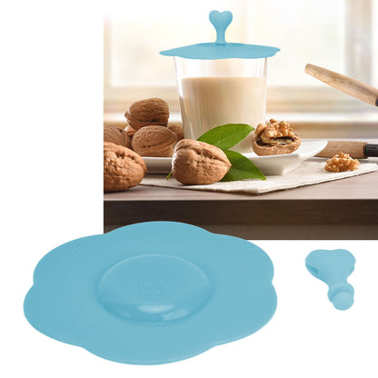 Silicone Lid Dustproof Heat Resistant Hot and Cold Beverage Cup Lid for Kitchen HomeBlue V1294-YM0523-3118210244311