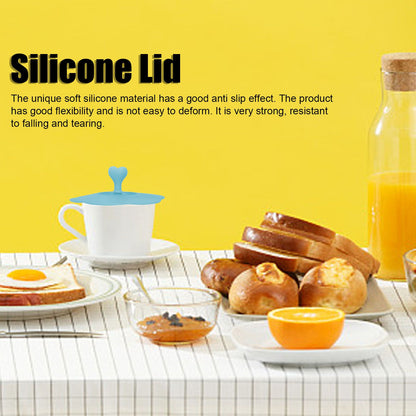Silicone Lid Dustproof Heat Resistant Hot and Cold Beverage Cup Lid for Kitchen HomeBlue V1294-YM0523-3118210244311