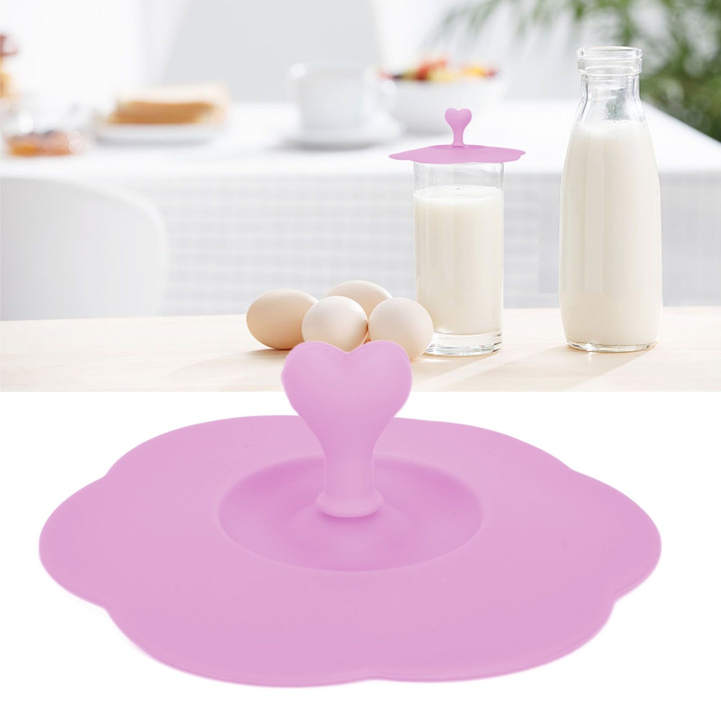 Silicone Lid Dustproof Heat Resistant Hot and Cold Beverage Cup Lid for Kitchen HomePink V1294-YM0523-3118210244312
