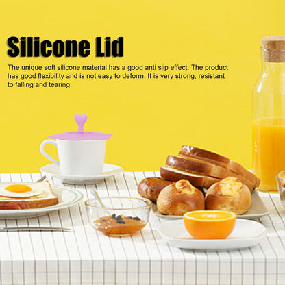 Silicone Lid Dustproof Heat Resistant Hot and Cold Beverage Cup Lid for Kitchen HomePink V1294-YM0523-3118210244312