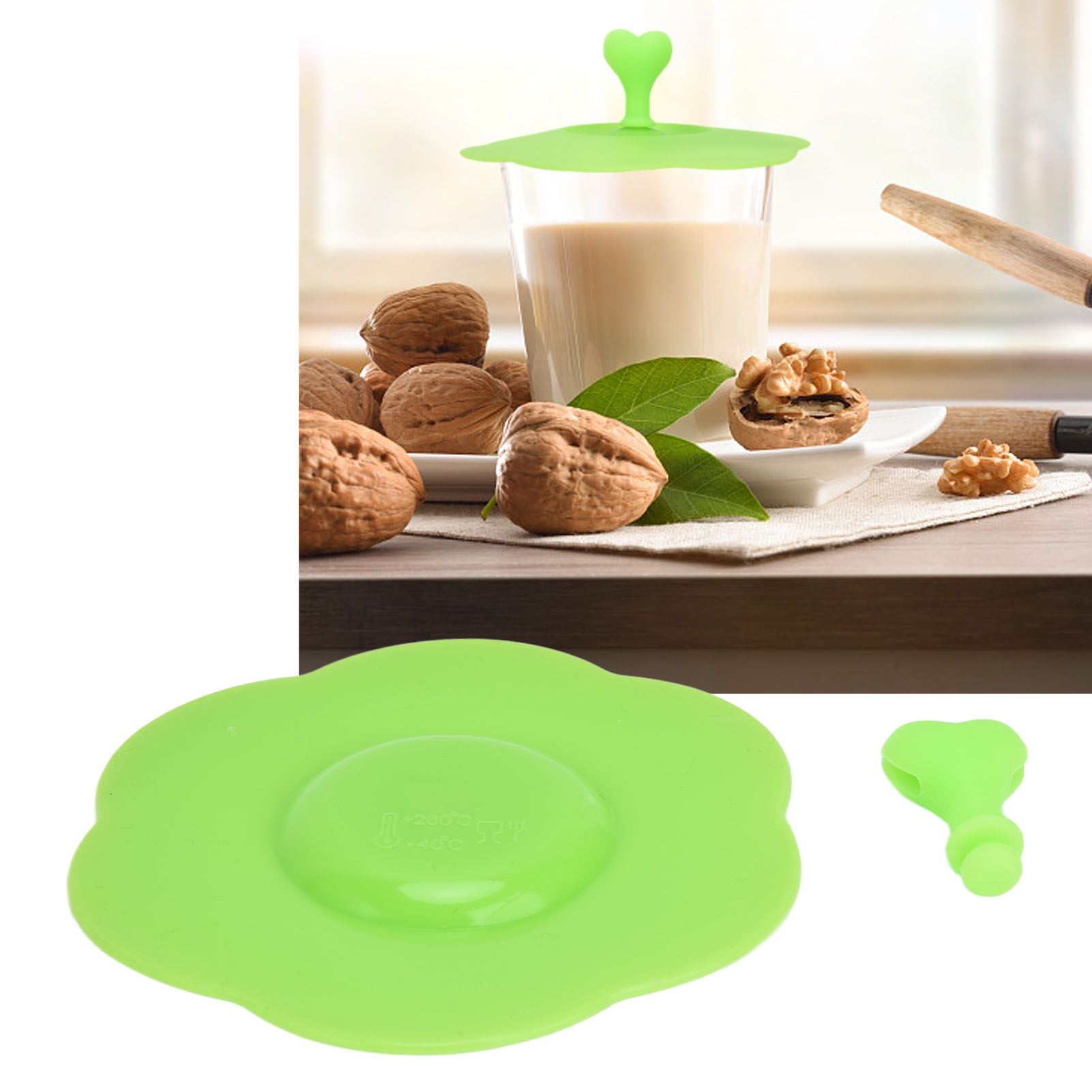 Silicone Lid Dustproof Heat Resistant Hot and Cold Beverage Cup Lid for Kitchen HomeGreen V1294-YM0523-3118210244314