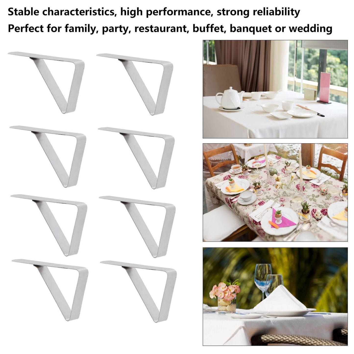 12Pcs Tablecloth Clip Stainless Steel Triangle Tablecloth Garden Dining Table Tablecloth Clip Picnics V1294-YM0523-3118210245211