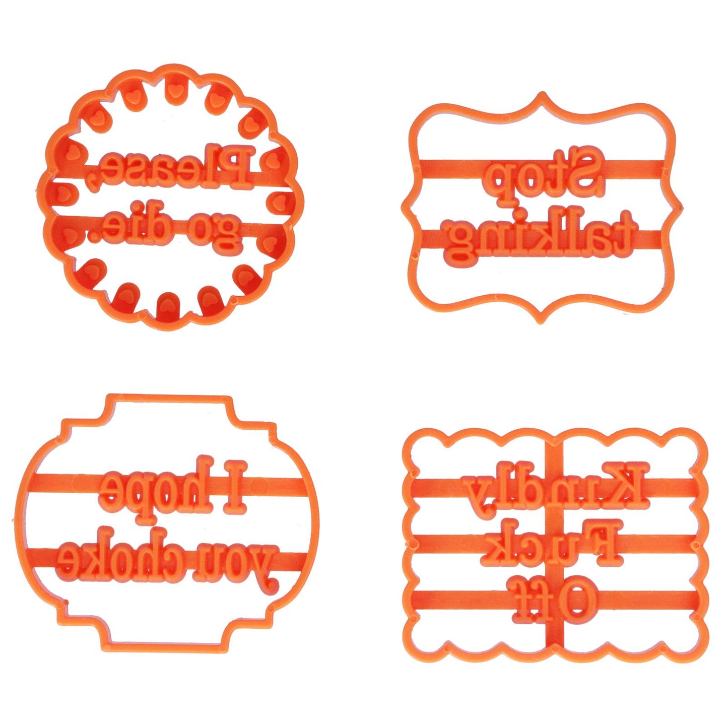 4Pcs Biscuits Molds Cookie Plastic DIY Baking Molds with Phrases for Home Birthdays Holidays V1294-YM0523-3118210262611