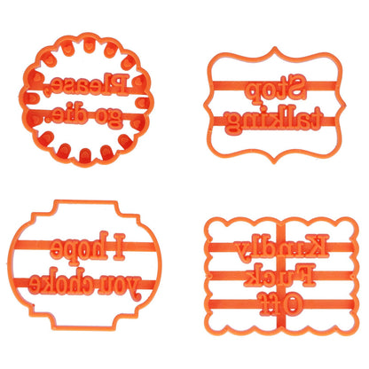 4Pcs Biscuits Molds Cookie Plastic DIY Baking Molds with Phrases for Home Birthdays Holidays V1294-YM0523-3118210262611