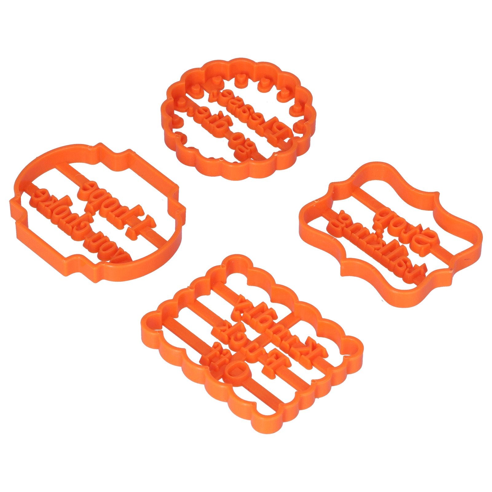 4Pcs Biscuits Molds Cookie Plastic DIY Baking Molds with Phrases for Home Birthdays Holidays V1294-YM0523-3118210262611