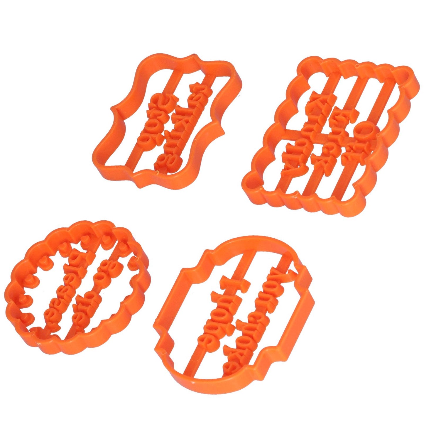 4Pcs Biscuits Molds Cookie Plastic DIY Baking Molds with Phrases for Home Birthdays Holidays V1294-YM0523-3118210262611