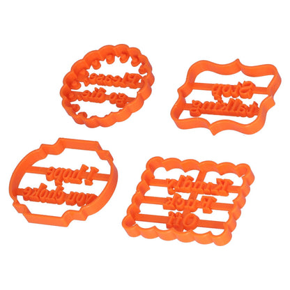 4Pcs Biscuits Molds Cookie Plastic DIY Baking Molds with Phrases for Home Birthdays Holidays V1294-YM0523-3118210262611