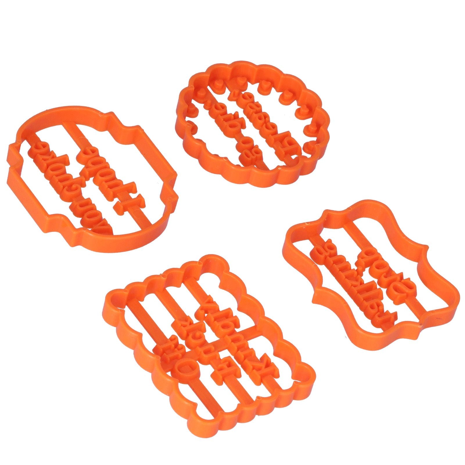 4Pcs Biscuits Molds Cookie Plastic DIY Baking Molds with Phrases for Home Birthdays Holidays V1294-YM0523-3118210262611