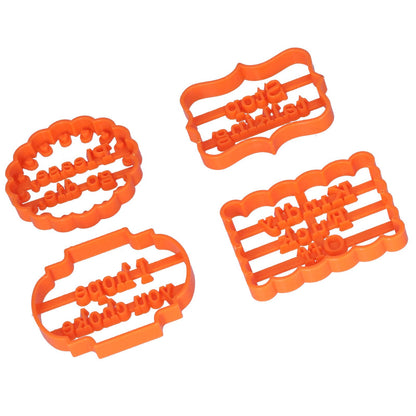 4Pcs Biscuits Molds Cookie Plastic DIY Baking Molds with Phrases for Home Birthdays Holidays V1294-YM0523-3118210262611