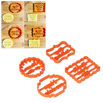 4Pcs Biscuits Molds Cookie Plastic DIY Baking Molds with Phrases for Home Birthdays Holidays V1294-YM0523-3118210262611