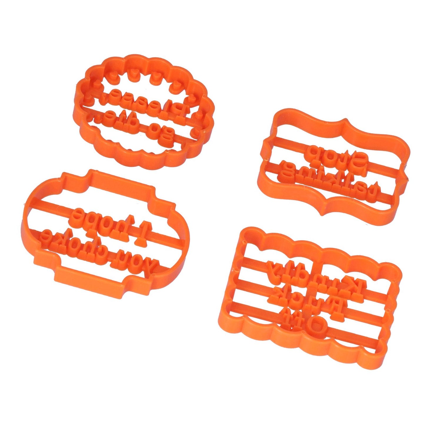 4Pcs Biscuits Molds Cookie Plastic DIY Baking Molds with Phrases for Home Birthdays Holidays V1294-YM0523-3118210262611