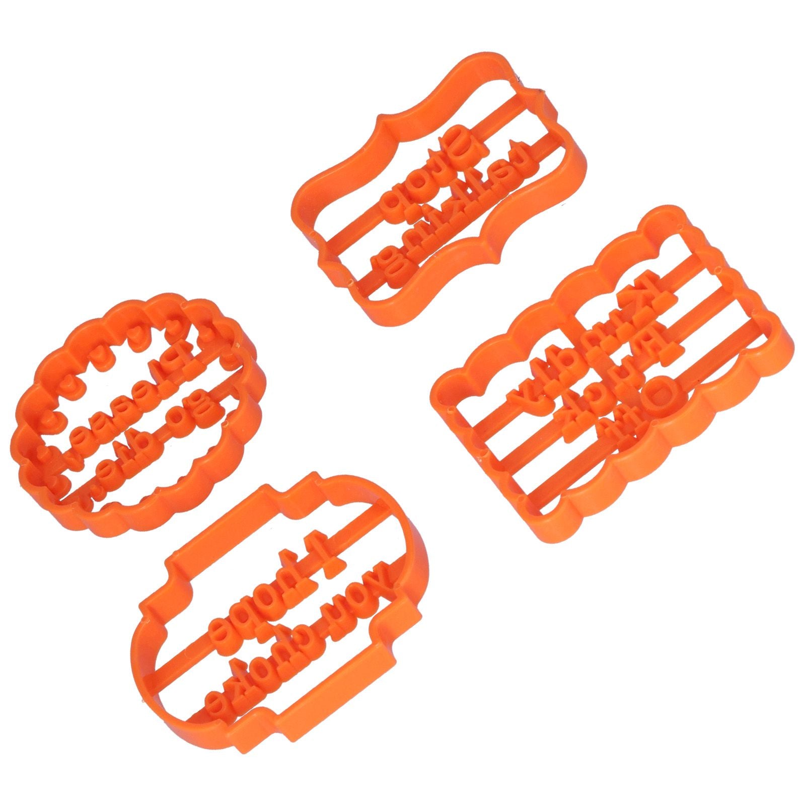 4Pcs Biscuits Molds Cookie Plastic DIY Baking Molds with Phrases for Home Birthdays Holidays V1294-YM0523-3118210262611