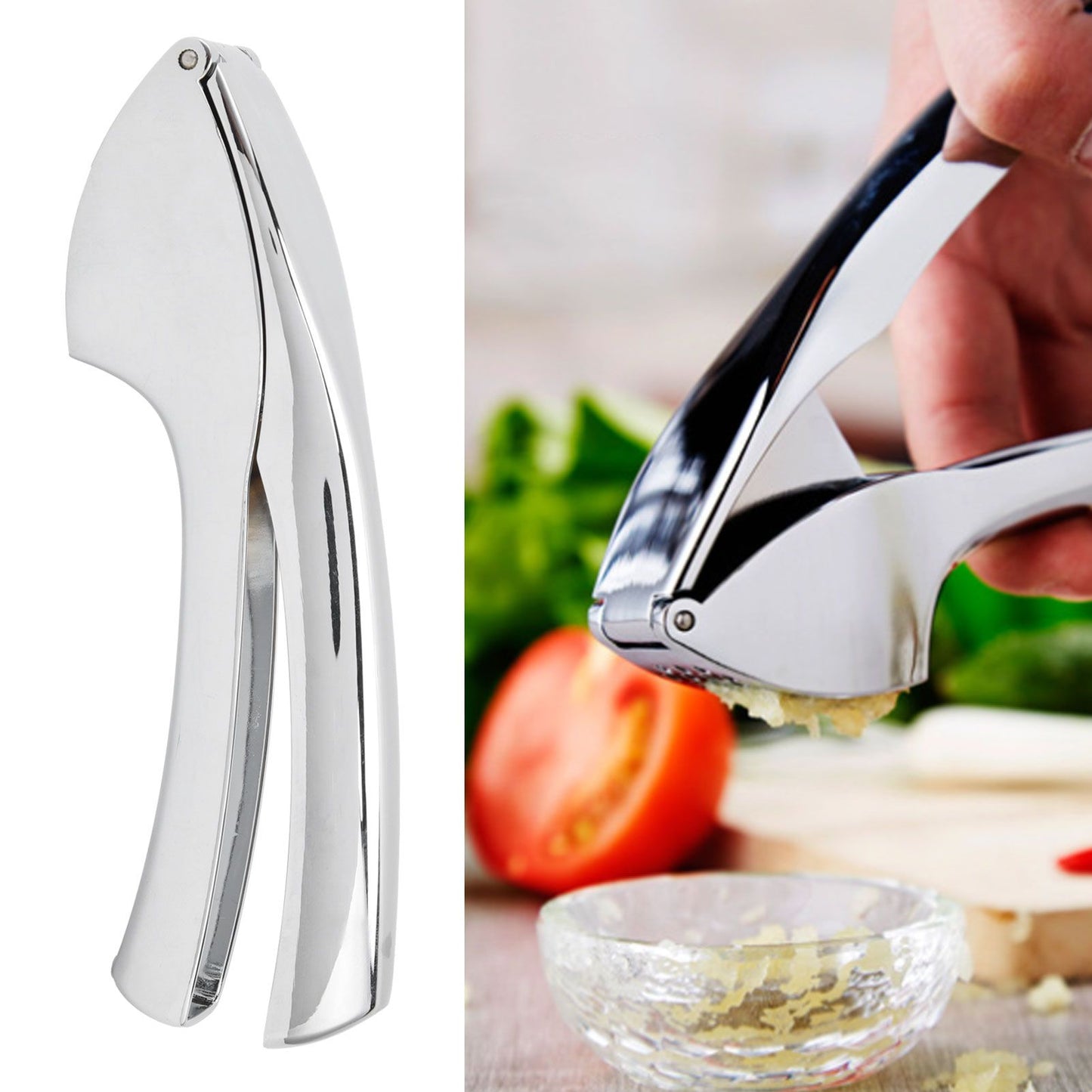 Garlic Press Zinc Alloy Sturdy Ergonomic Design Ginger Masher for Kitchen Crushing Tool V1294-YM0523-3118210265911
