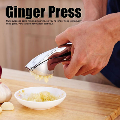 Garlic Press Zinc Alloy Sturdy Ergonomic Design Ginger Masher for Kitchen Crushing Tool V1294-YM0523-3118210265911