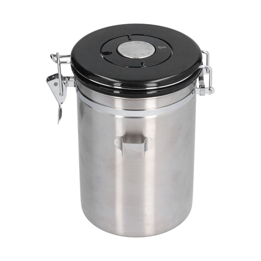 Stainless Steel Coffee Canisters with Calendar Wheel Exhaustable Coffee Jar for Home Coffee Shop1.8L Silver V1294-YM0523-3118210268312