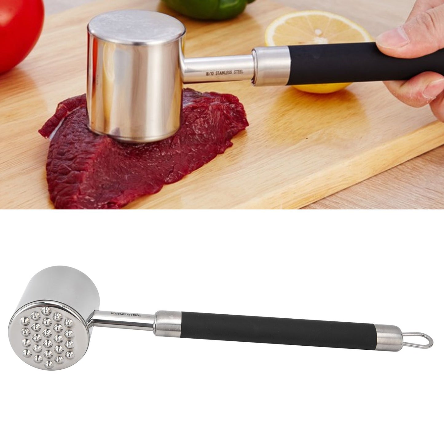 Loose Meat Hammer Stainless Steel Pork Chop Steak Tenderizer Hammer for Kitchen Tools V1294-YM0523-3118210269111