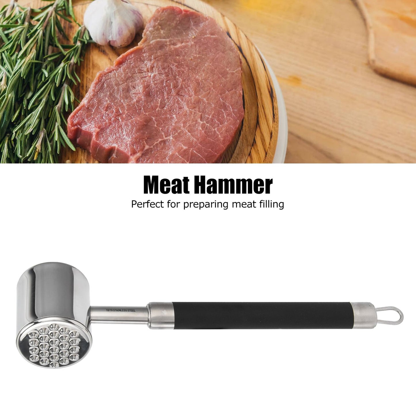 Loose Meat Hammer Stainless Steel Pork Chop Steak Tenderizer Hammer for Kitchen Tools V1294-YM0523-3118210269111