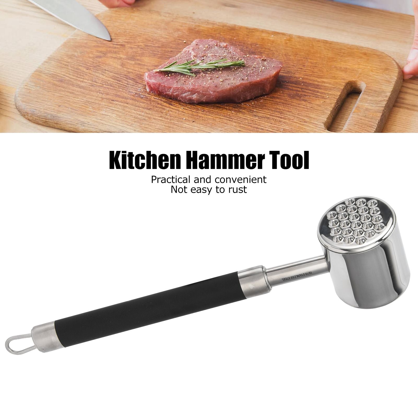 Loose Meat Hammer Stainless Steel Pork Chop Steak Tenderizer Hammer for Kitchen Tools V1294-YM0523-3118210269111