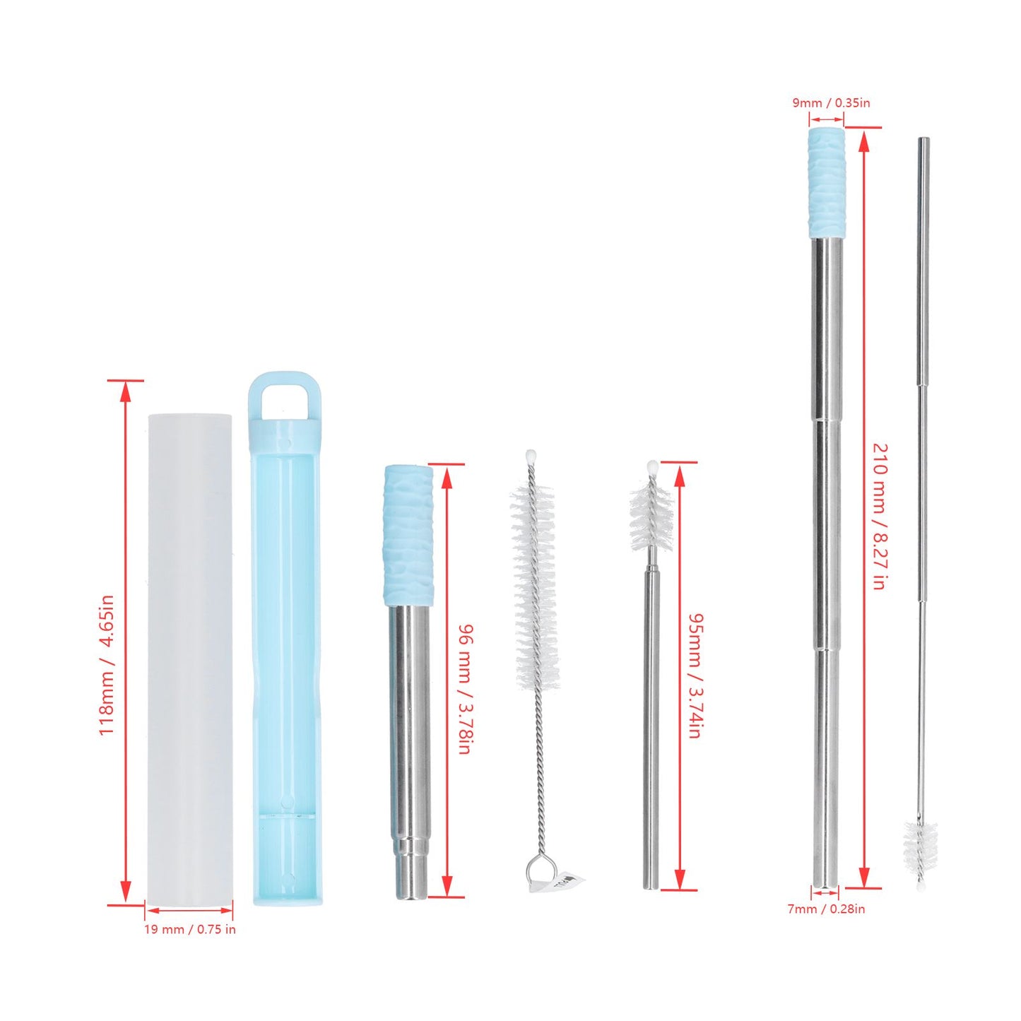 304 Stainless Steel Collapsible Straw Portable Foldable Drinking Straw Durable and Light for Coffee and V1294-YM0523-3118210279911