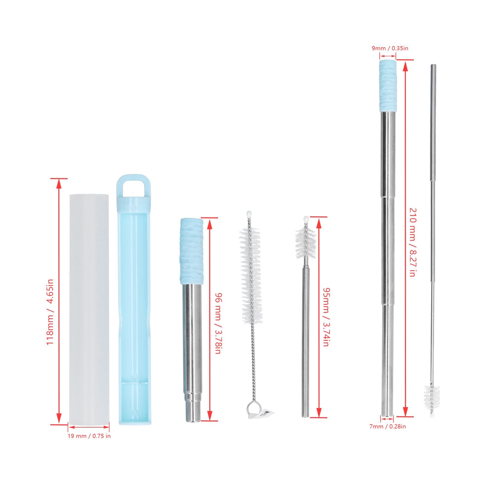 304 Stainless Steel Collapsible Straw Portable Foldable Drinking Straw Durable and Light for Coffee and V1294-YM0523-3118210279911