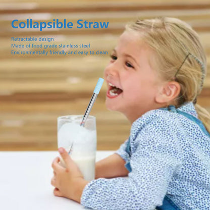 304 Stainless Steel Collapsible Straw Portable Foldable Drinking Straw Durable and Light for Coffee and V1294-YM0523-3118210279911