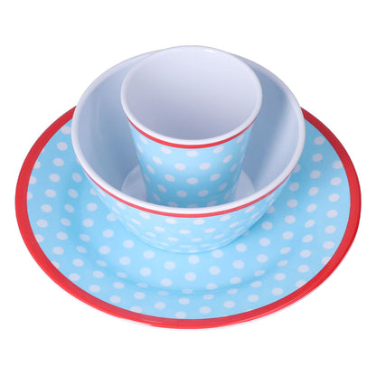 3 Piece Set of Salad Tableware Fruit Snack Plate Bowl and Cup Set Salad TablewareLight Blue Dots V1294-YM0523-3118210289912