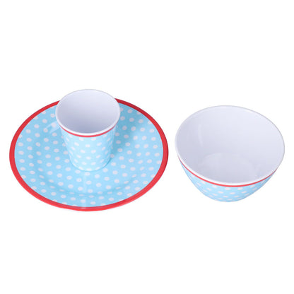 3 Piece Set of Salad Tableware Fruit Snack Plate Bowl and Cup Set Salad TablewareLight Blue Dots V1294-YM0523-3118210289912