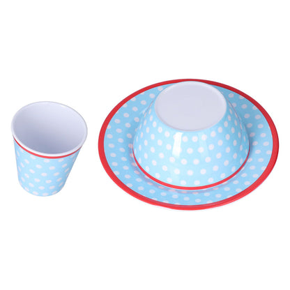 3 Piece Set of Salad Tableware Fruit Snack Plate Bowl and Cup Set Salad TablewareLight Blue Dots V1294-YM0523-3118210289912
