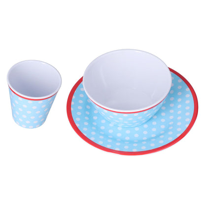 3 Piece Set of Salad Tableware Fruit Snack Plate Bowl and Cup Set Salad TablewareLight Blue Dots V1294-YM0523-3118210289912