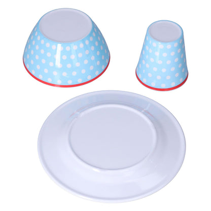 3 Piece Set of Salad Tableware Fruit Snack Plate Bowl and Cup Set Salad TablewareLight Blue Dots V1294-YM0523-3118210289912