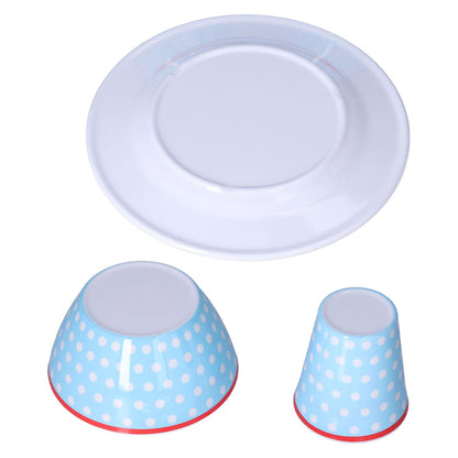 3 Piece Set of Salad Tableware Fruit Snack Plate Bowl and Cup Set Salad TablewareLight Blue Dots V1294-YM0523-3118210289912