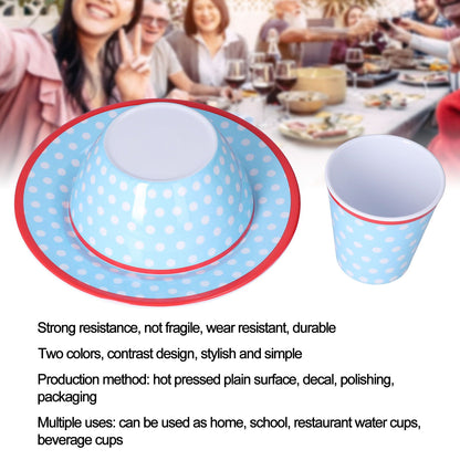 3 Piece Set of Salad Tableware Fruit Snack Plate Bowl and Cup Set Salad TablewareLight Blue Dots V1294-YM0523-3118210289912