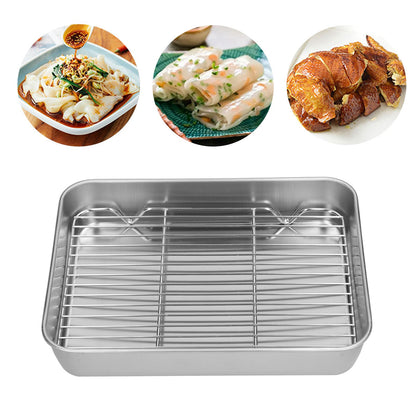 Roasting Pan and Rack Set Stainless Steel Easy Clean Rectangular Roaster with Rack for Cooking V1294-YM0523-3118210292711