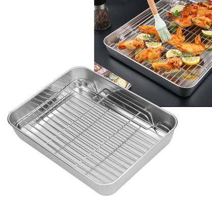 Roasting Pan and Rack Set Stainless Steel Easy Clean Rectangular Roaster with Rack for Cooking V1294-YM0523-3118210292711