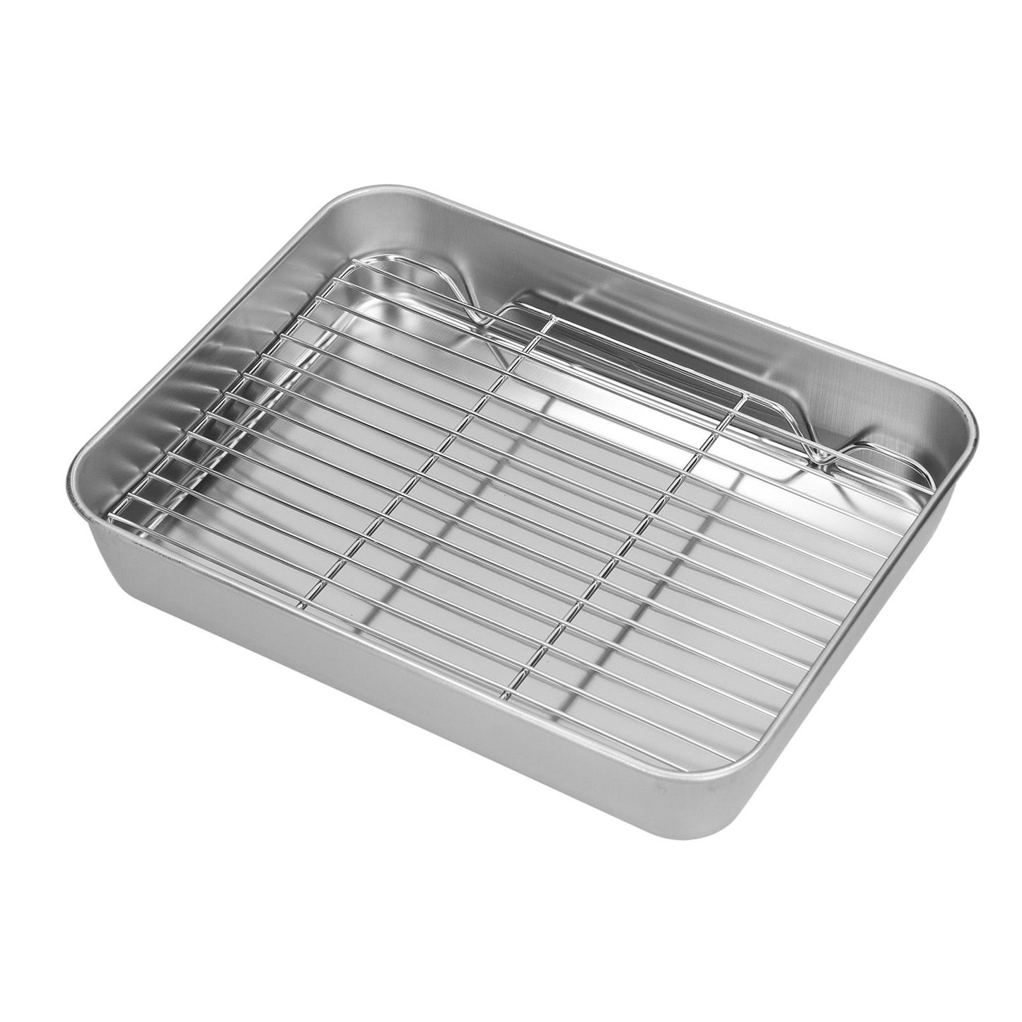 Roasting Pan and Rack Set Stainless Steel Easy Clean Rectangular Roaster with Rack for Cooking V1294-YM0523-3118210292712