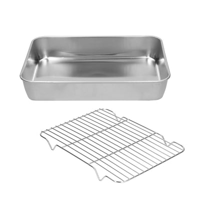 Roasting Pan and Rack Set Stainless Steel Easy Clean Rectangular Roaster with Rack for Cooking V1294-YM0523-3118210292712