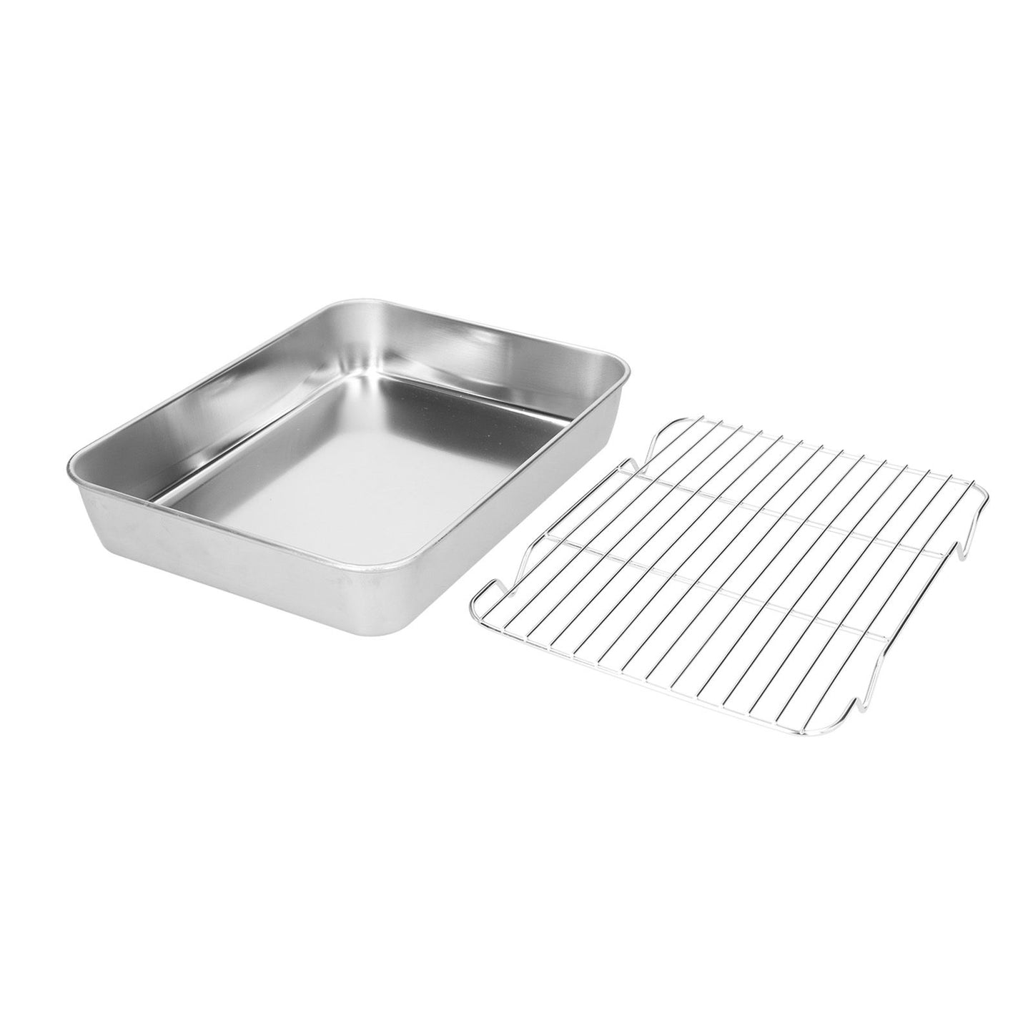 Roasting Pan and Rack Set Stainless Steel Easy Clean Rectangular Roaster with Rack for Cooking V1294-YM0523-3118210292712
